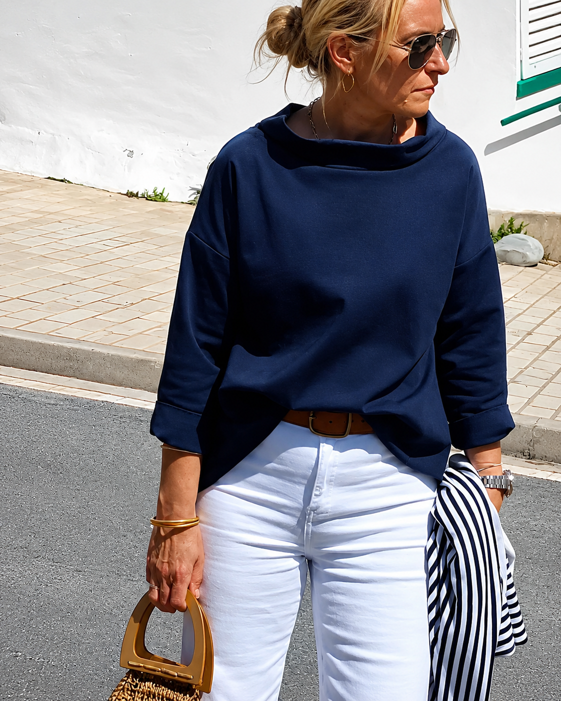 Elone - Stilvolle, weite Bluse mit Kragen