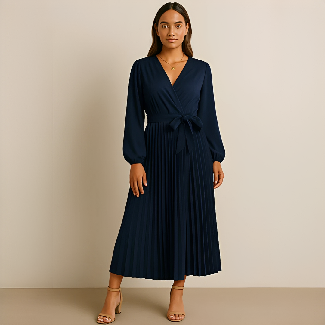 Naomi - Elegantes Kleid mit V-Ausschnitt und Drapierungen