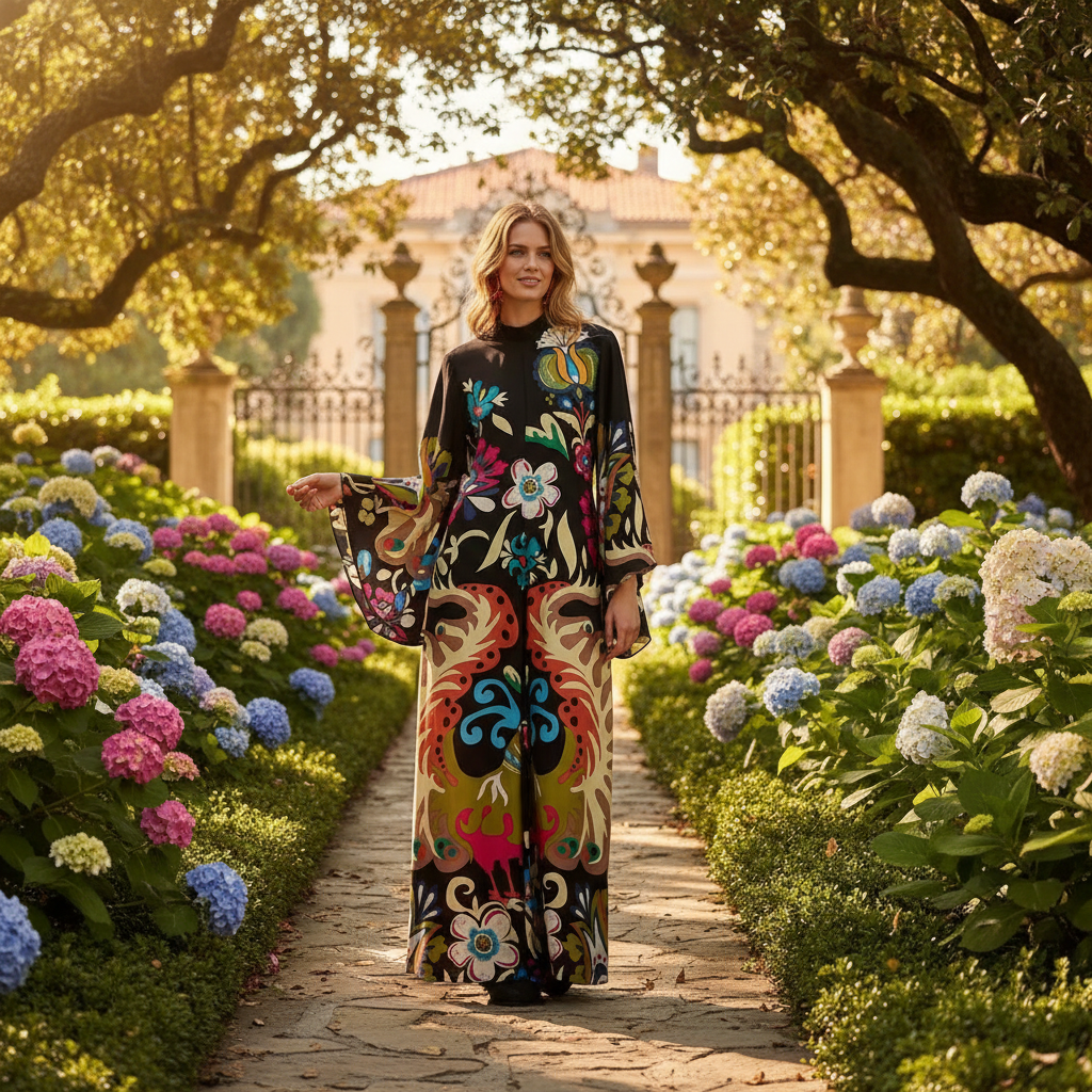 Kymbrea - Elegantes Weitgeschnittenes Maxi-Kleid