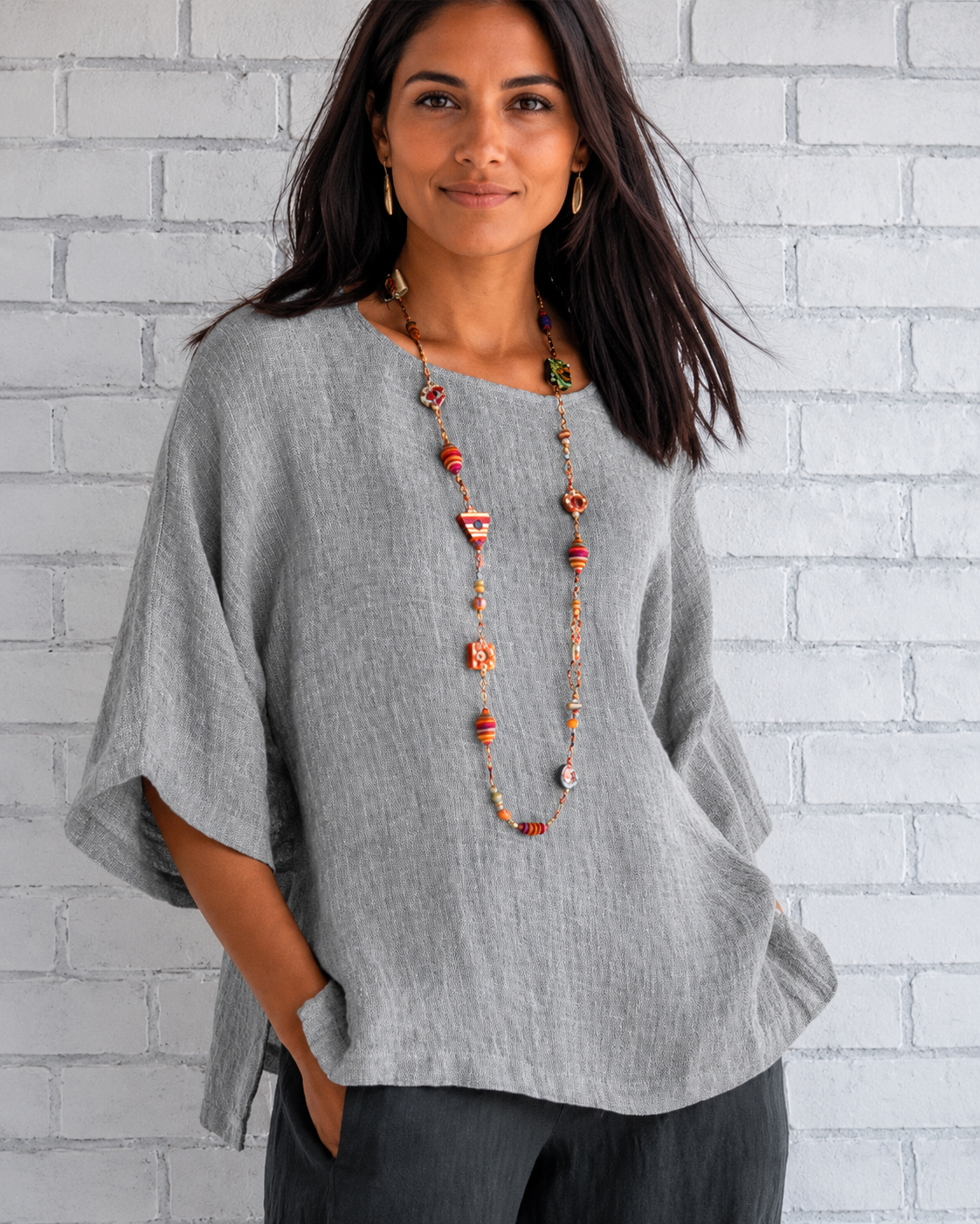 Natalina - Elegante Bluse mit Rundhals