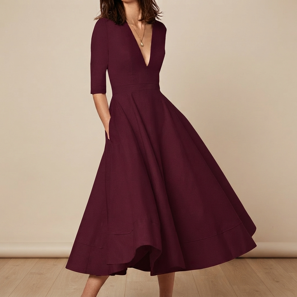 Debbie - Stilvolles V-Ausschnitt-Kleid