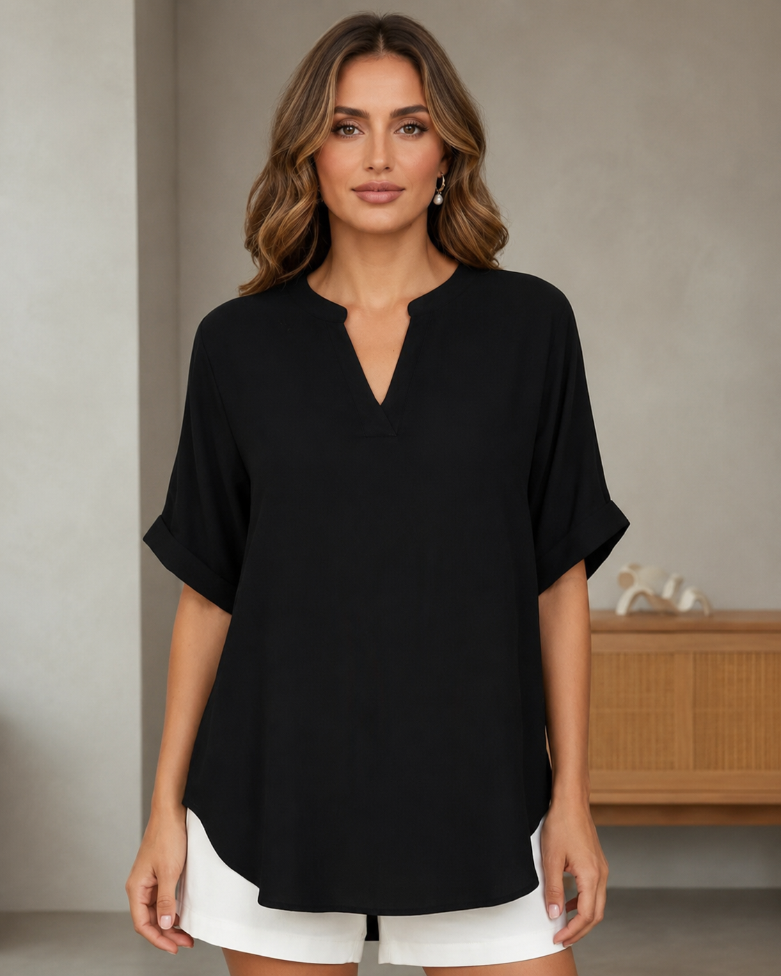 Taylor - Weit geschnittene Bluse mit V-Ausschnitt