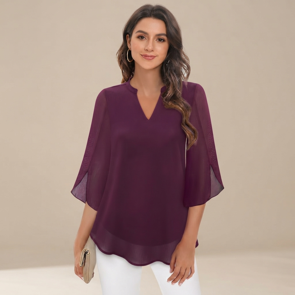 Arsine - Stylishe, locker geschnittene Bluse mit V-Ausschnitt