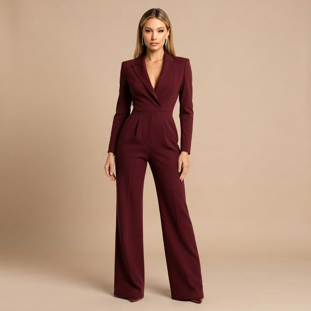Elnaz - Eleganter Jumpsuit mit V-Ausschnitt und entspannter Form