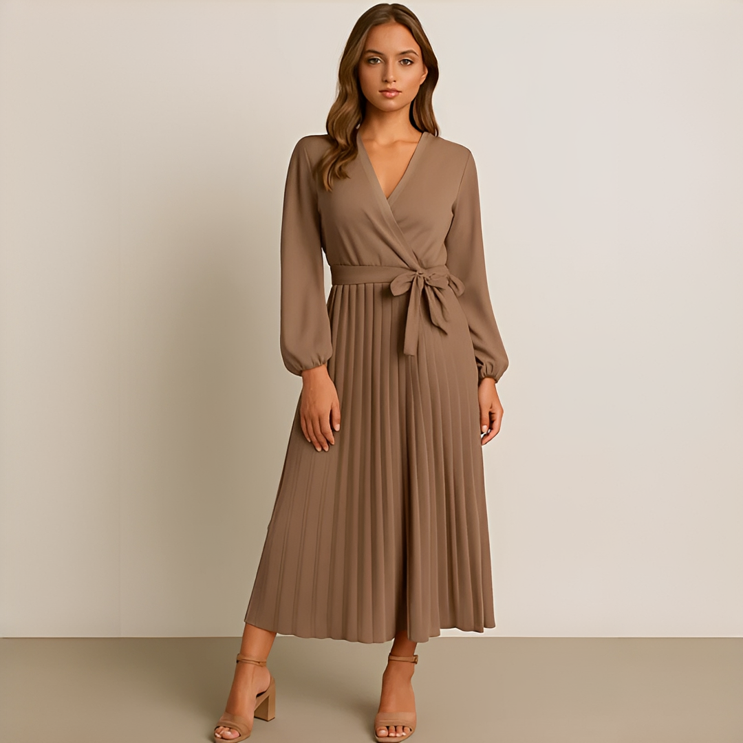 Naomi - Elegantes Kleid mit V-Ausschnitt und Drapierungen