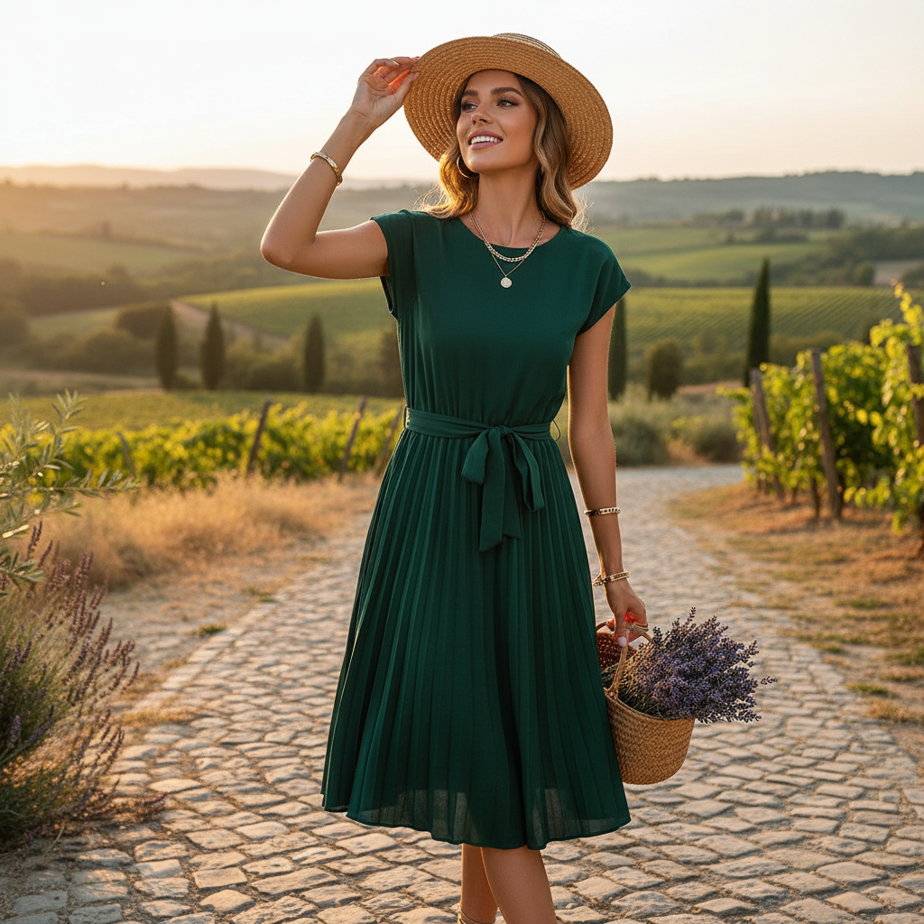 Jelica - Elegantes Midi-Kleid mit Falten