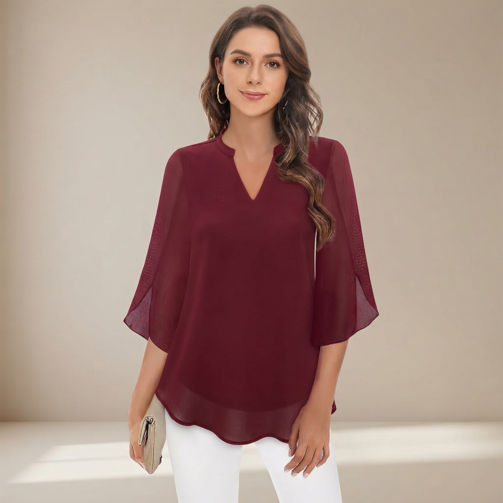Arsine - Stylishe, locker geschnittene Bluse mit V-Ausschnitt