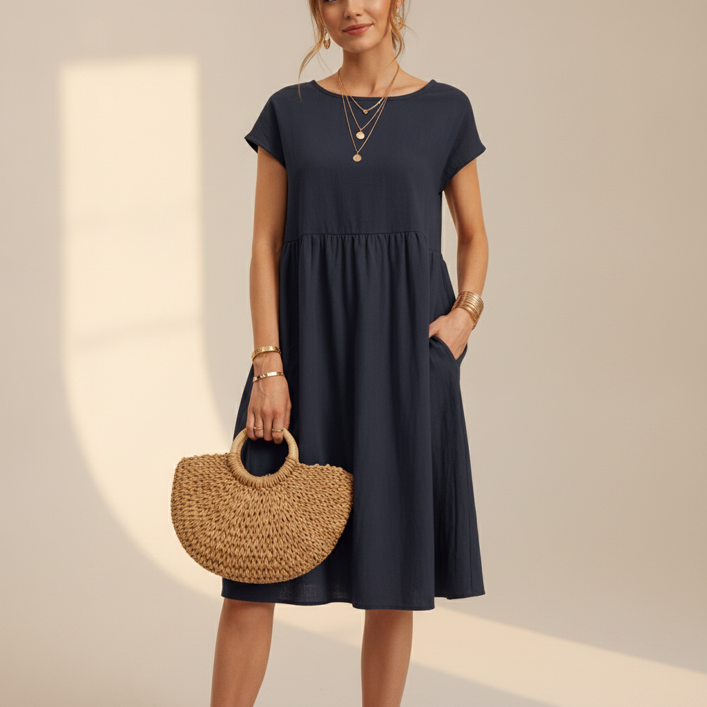 Nubia - Stilvolles Midikleid mit Rundhalsausschnitt