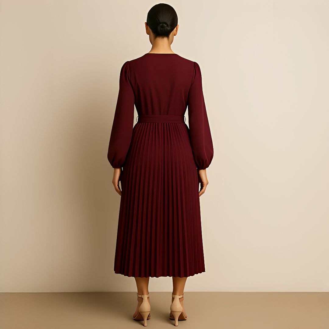 Naomi - Elegantes Kleid mit V-Ausschnitt und Drapierungen