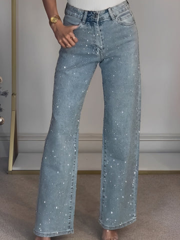 Julia - Stilvolle Glitzerjeans mit hoher Taille für Damen