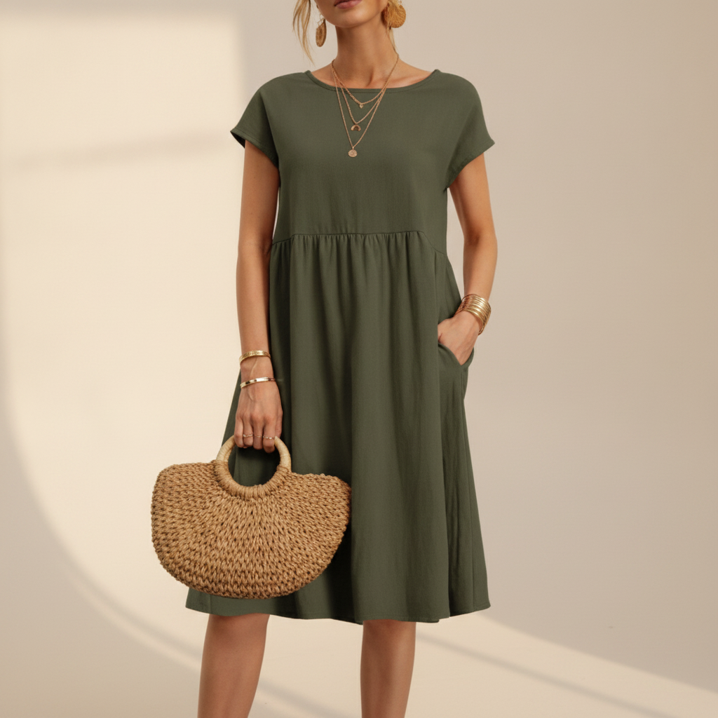 Nubia - Stilvolles Midikleid mit Rundhalsausschnitt