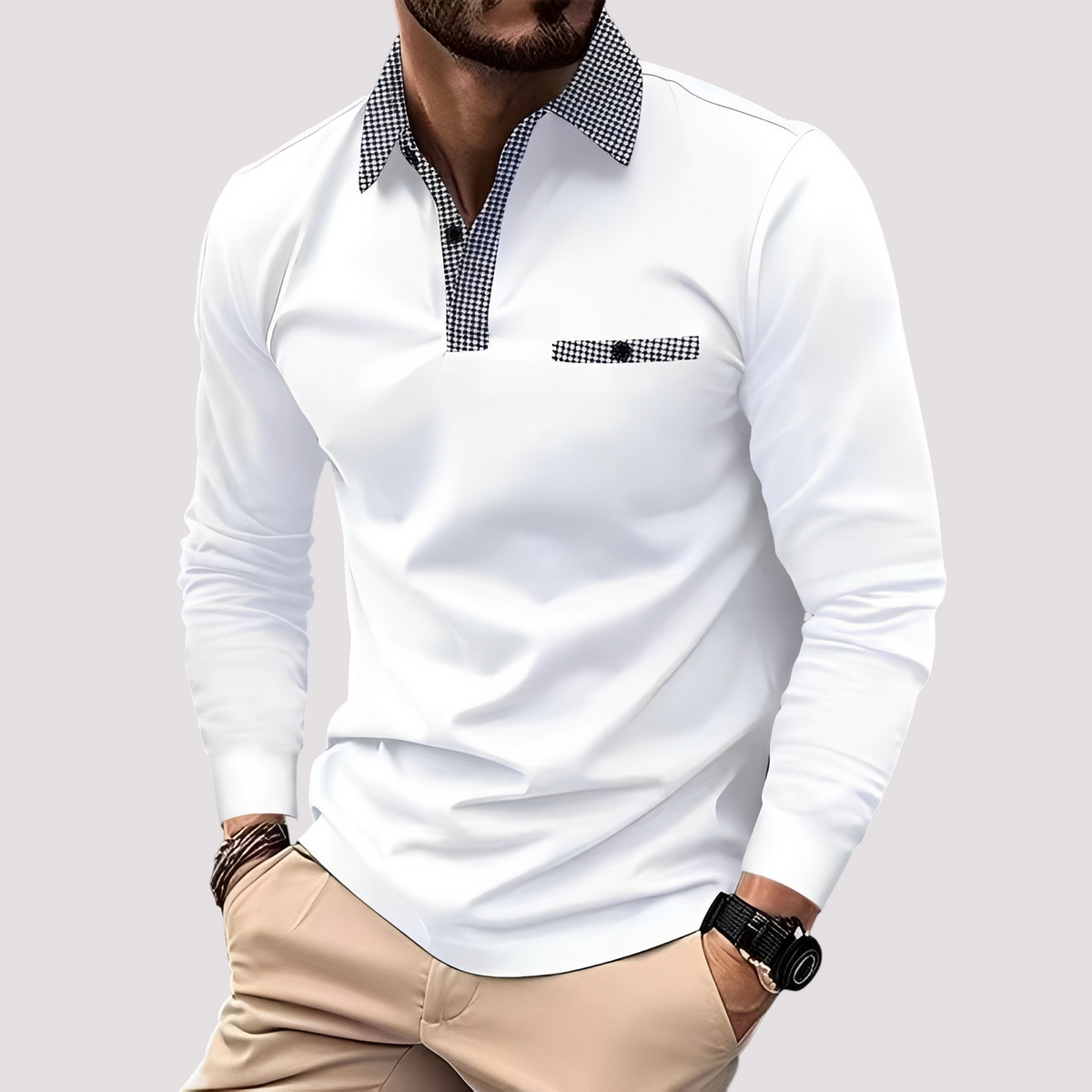 Aidan - Schickes Langarm-Poloshirt für Herren