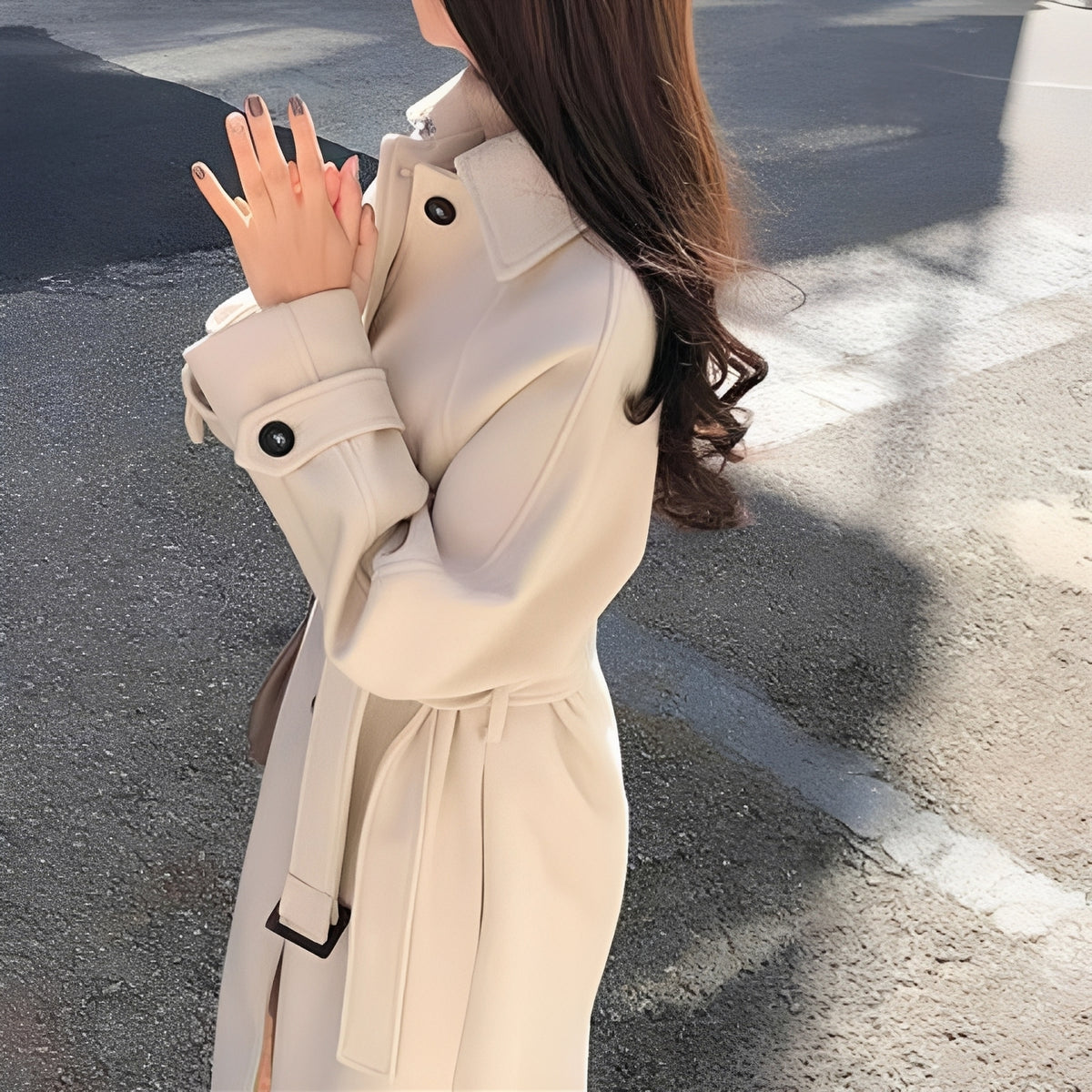 Bethany - Eleganter langer Wollmantel für Damen