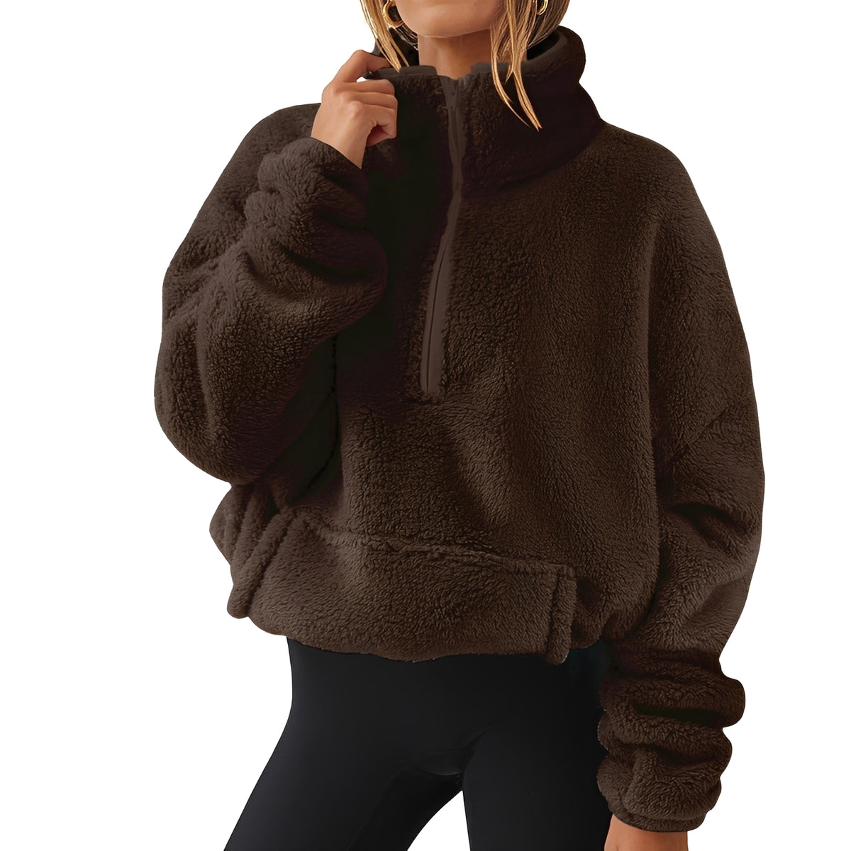 Tiffany - Warmer Samtpullover mit halbem Reißverschluss für Damen