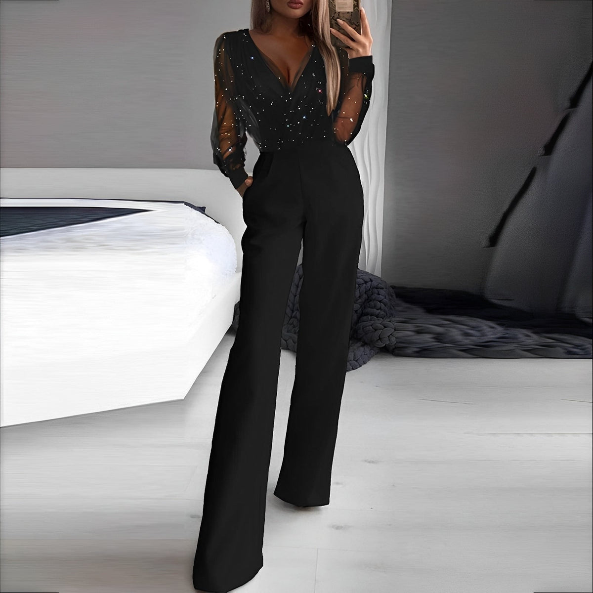 Catherina - Stylischer Damen-Jumpsuit mit V-Ausschnitt