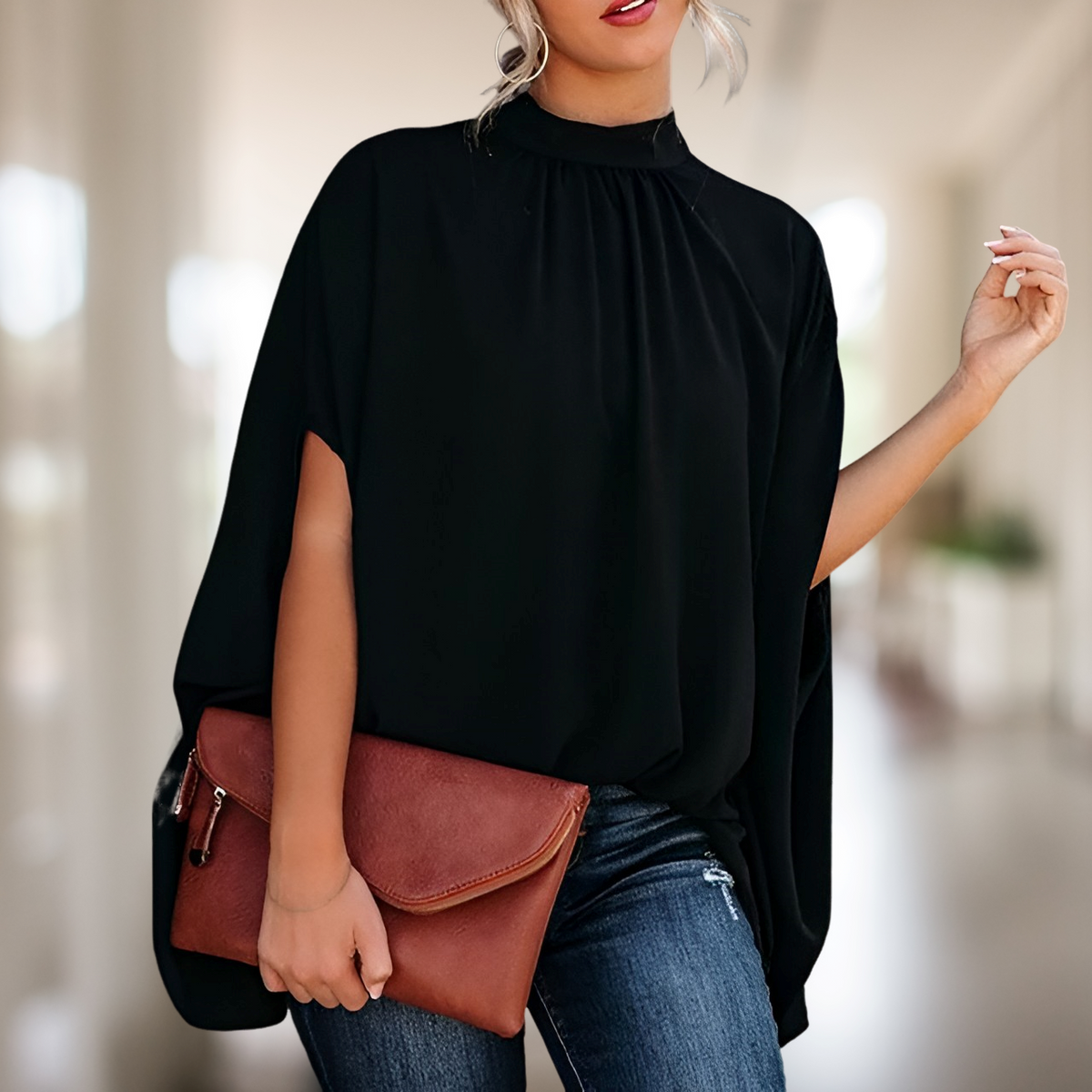 Tomesia - Stilvolle Bluse mit ausgestelltem Schnitt