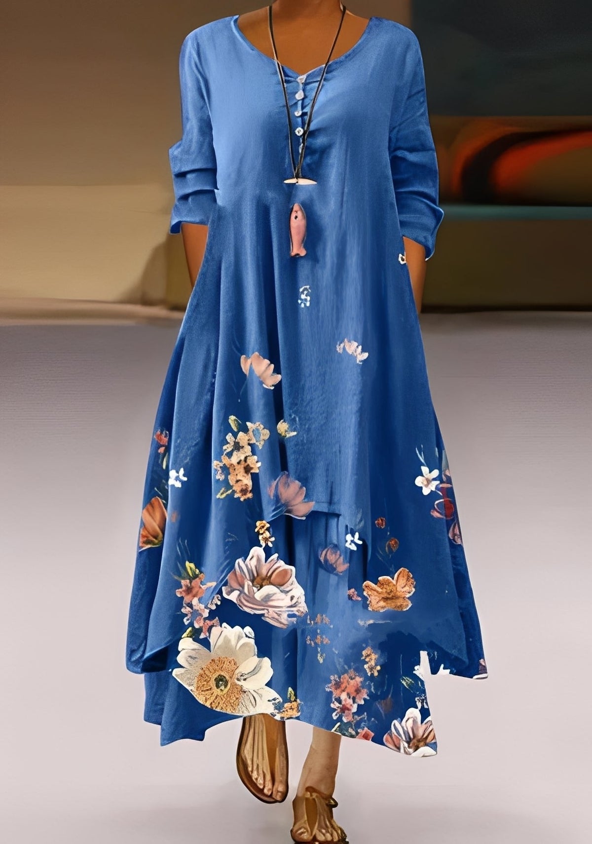 Belle - Elegantes, locker fallendes Damenkleid mit Print