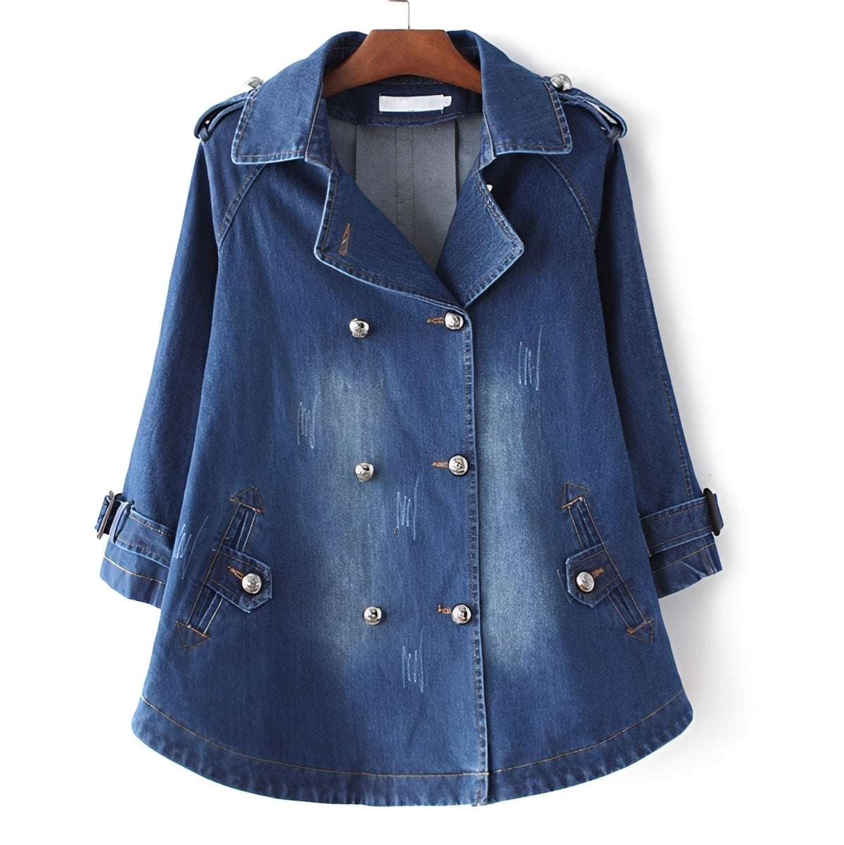 Faye - Eleganter Cape-Mantel im Denim-Look
