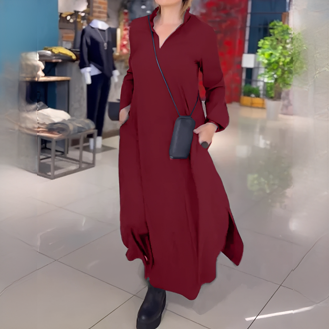 Cassie - Langes, weites Kleid mit Ärmeln