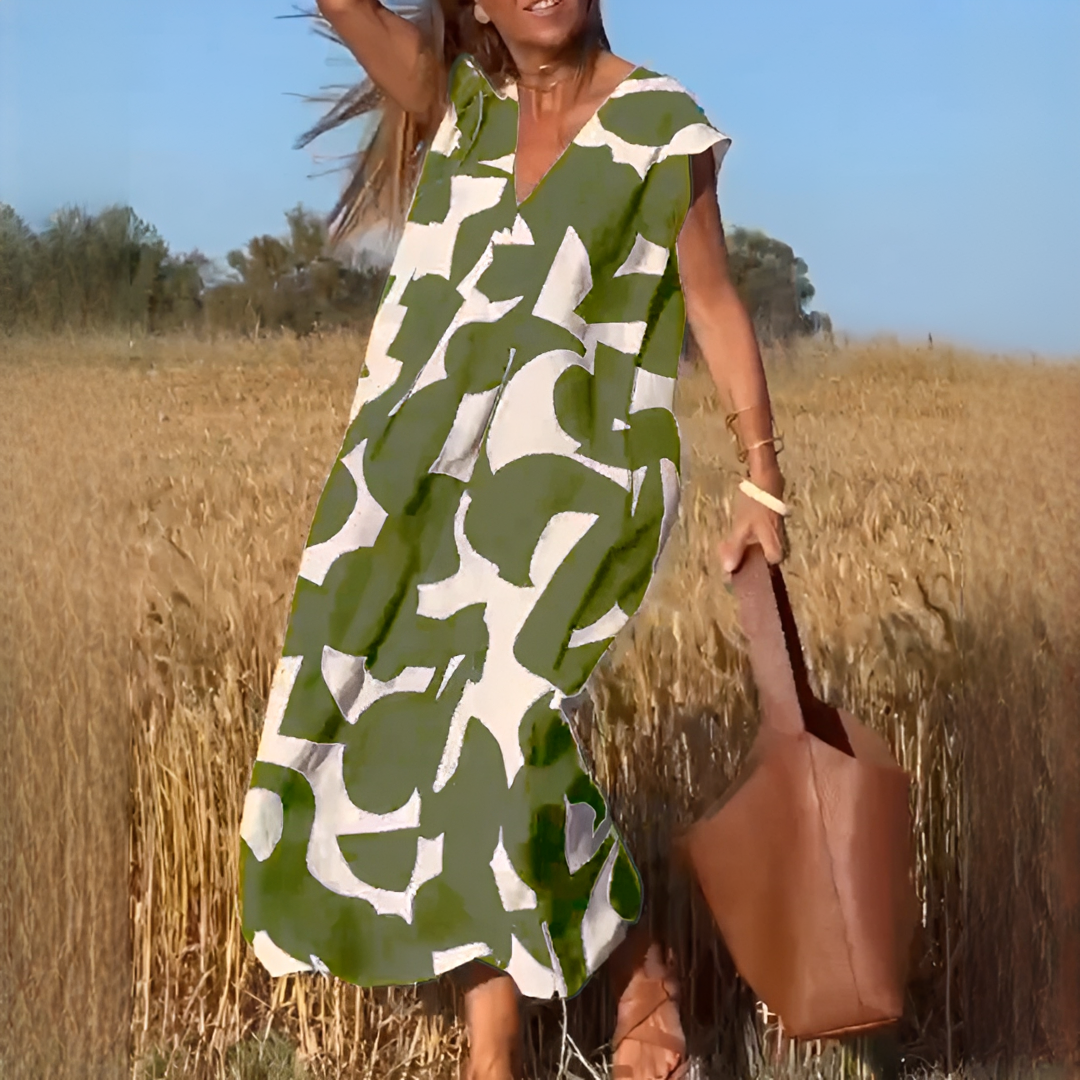 Vicky - Elegantes Kleid mit V-Ausschnitt und lockerer Passform