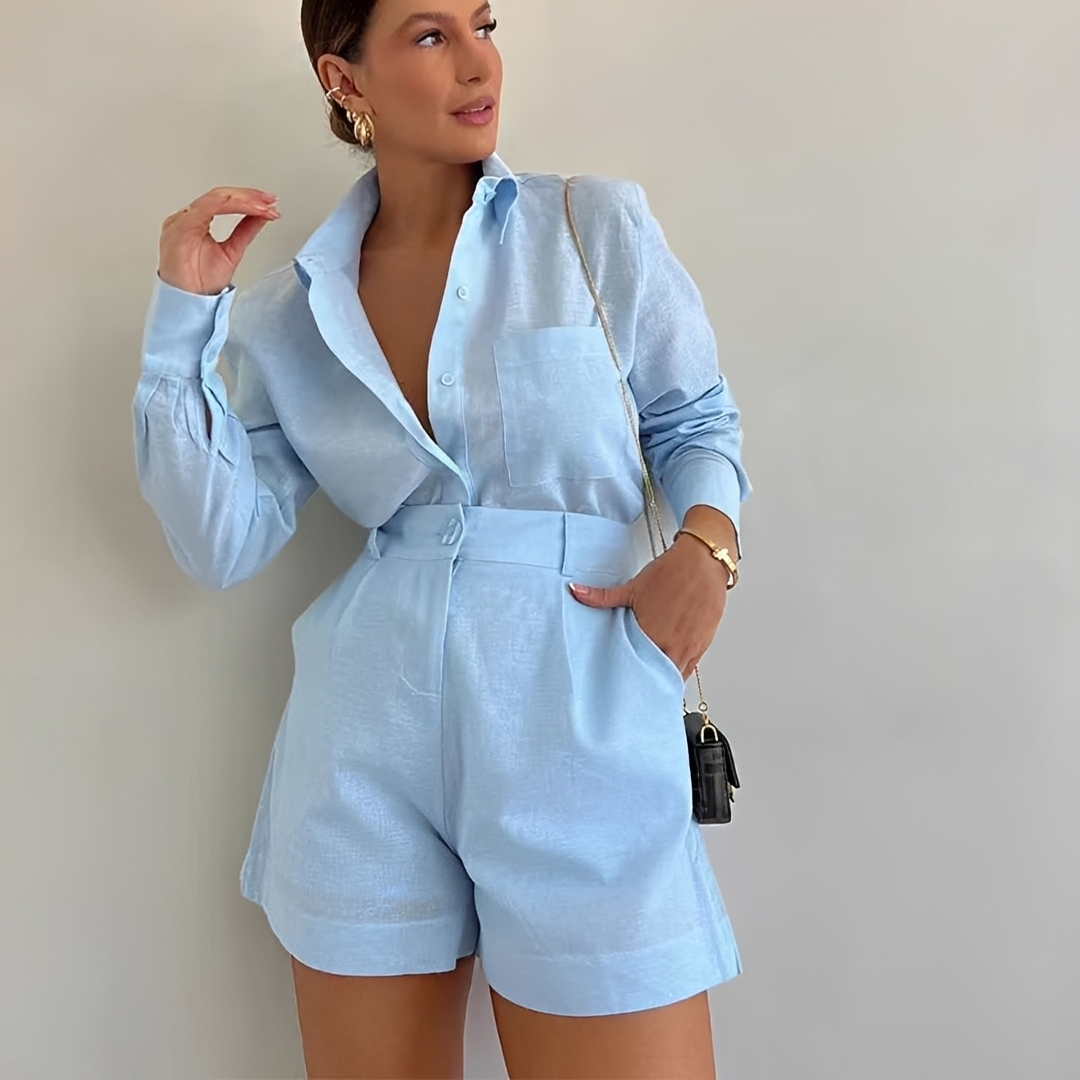 Yasin - Set mit langärmligem Top und lockeren Shorts