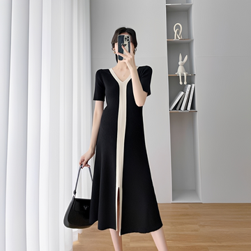 Jeanet - Stilvolles Midikleid mit V-Ausschnitt
