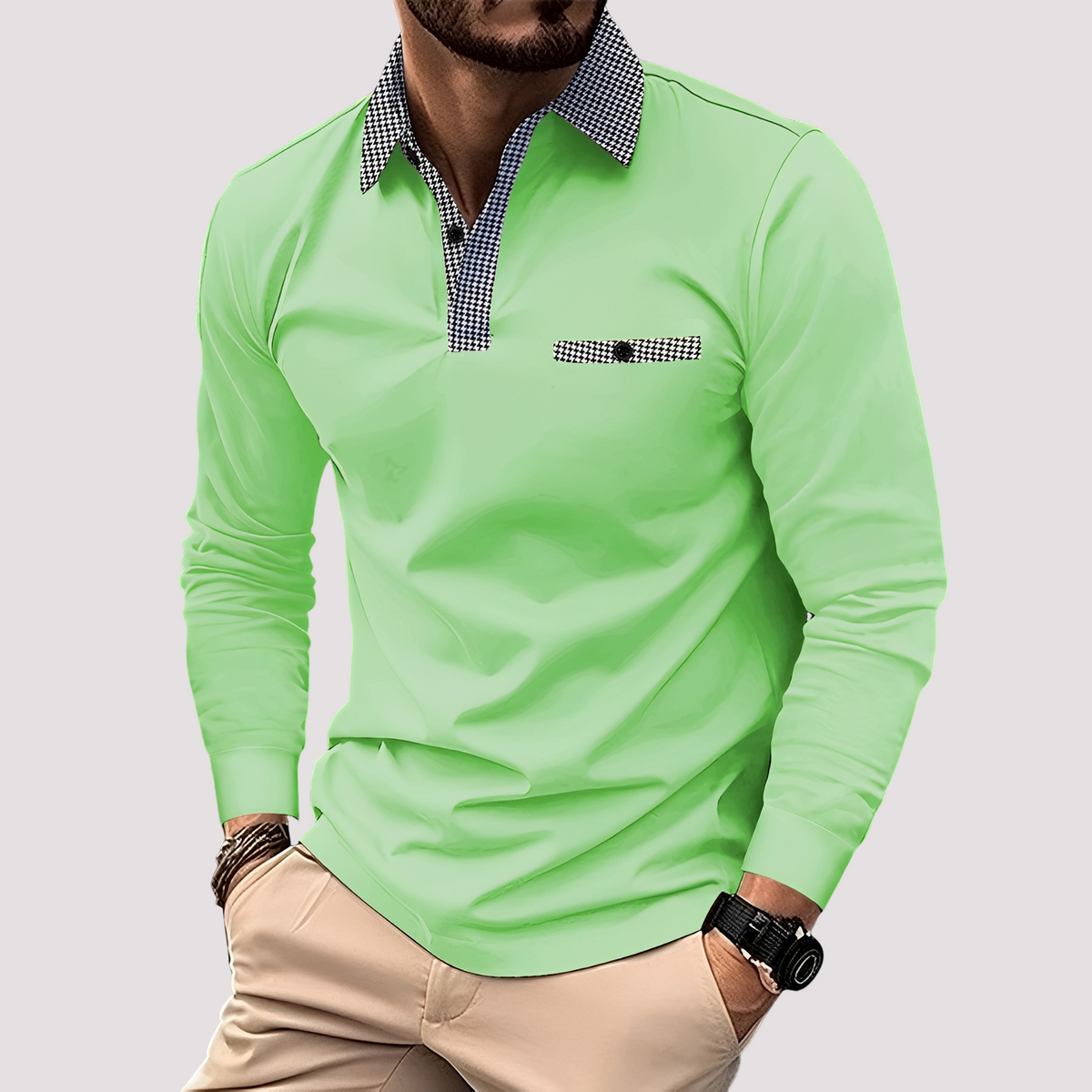 Aidan - Schickes Langarm-Poloshirt für Herren