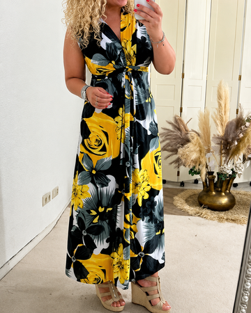 Katrina - Schickes ärmelloses Kleid mit Blumendesign