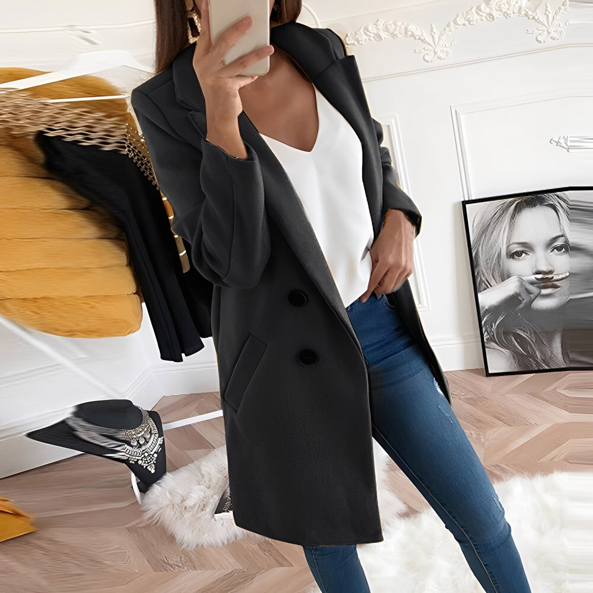 Chantal - Eleganter langer Wintermantel Damen