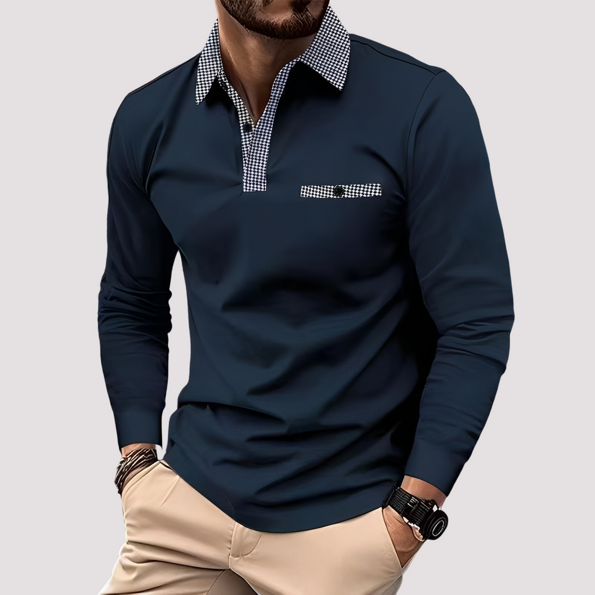Aidan - Schickes Langarm-Poloshirt für Herren