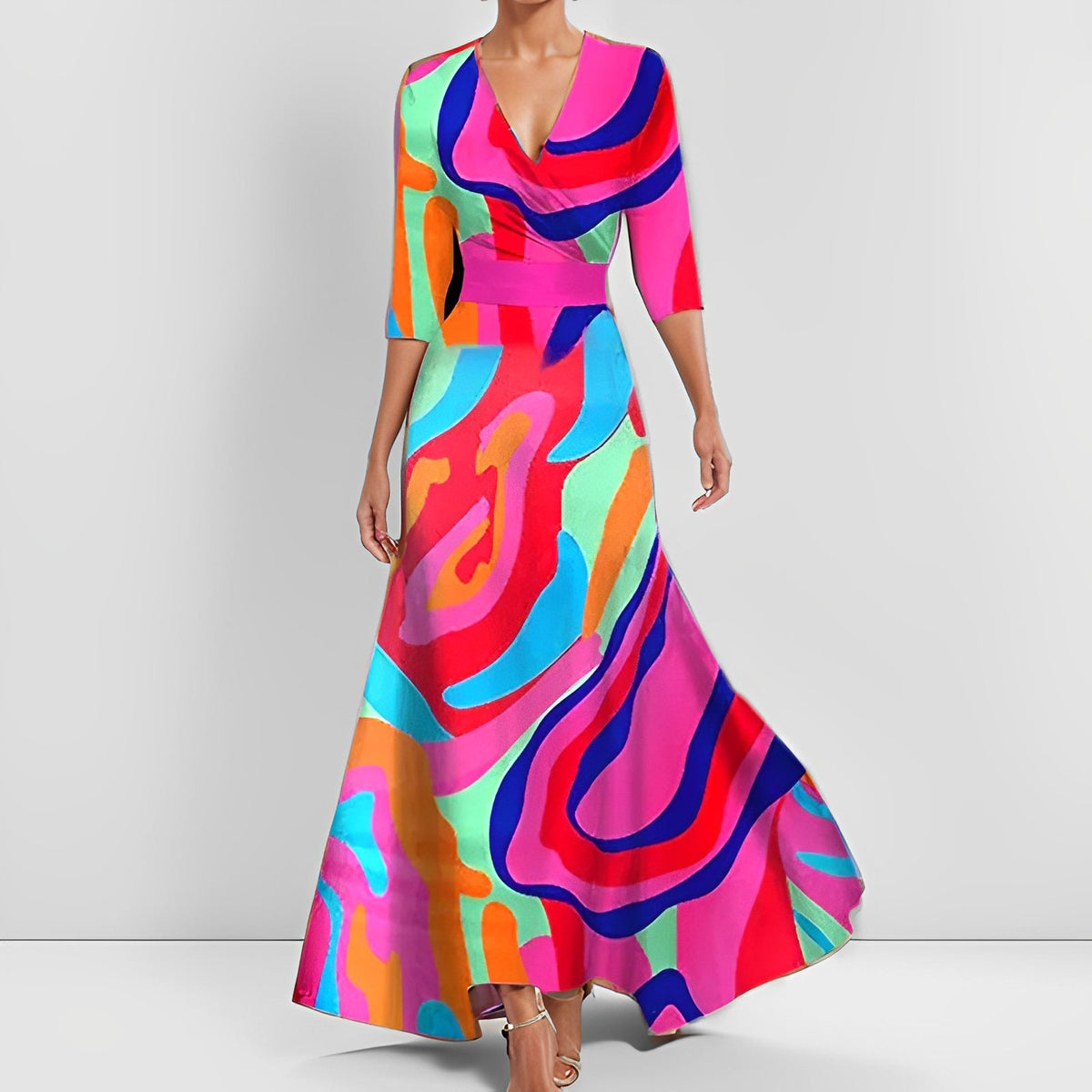 Delores - Maxikleid mit Blumenmuster und langen Ärmeln