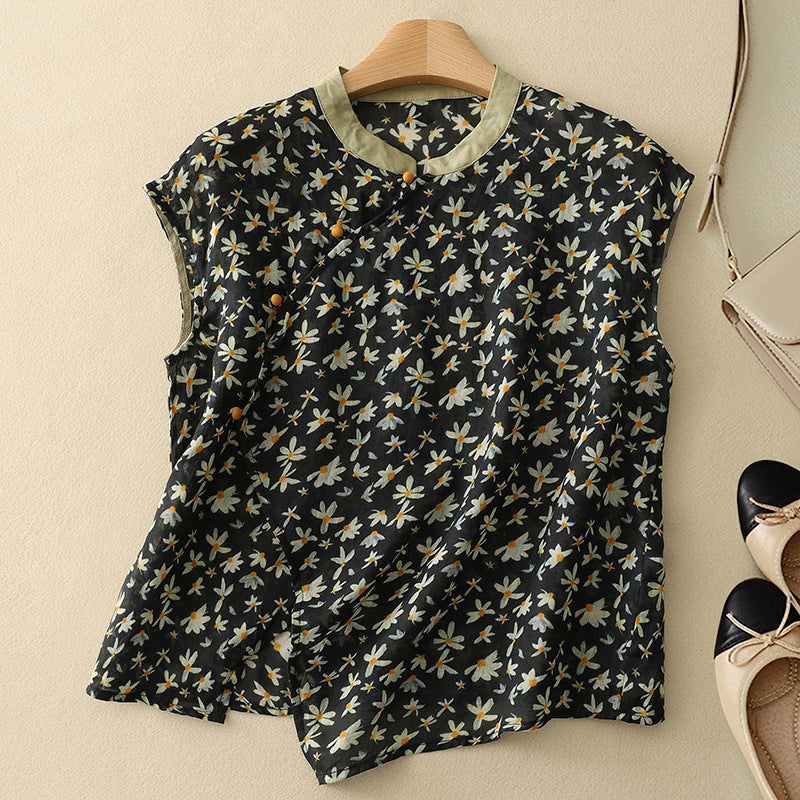 Diana - Ärmellose Bluse mit Blumenmotiv