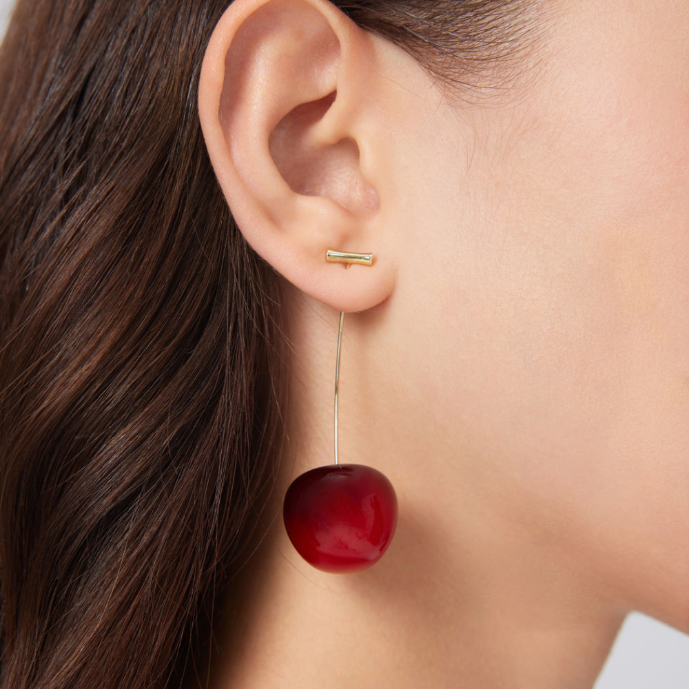 Rote Kirsch Ohrringe - Leichte Kirschohrstecker