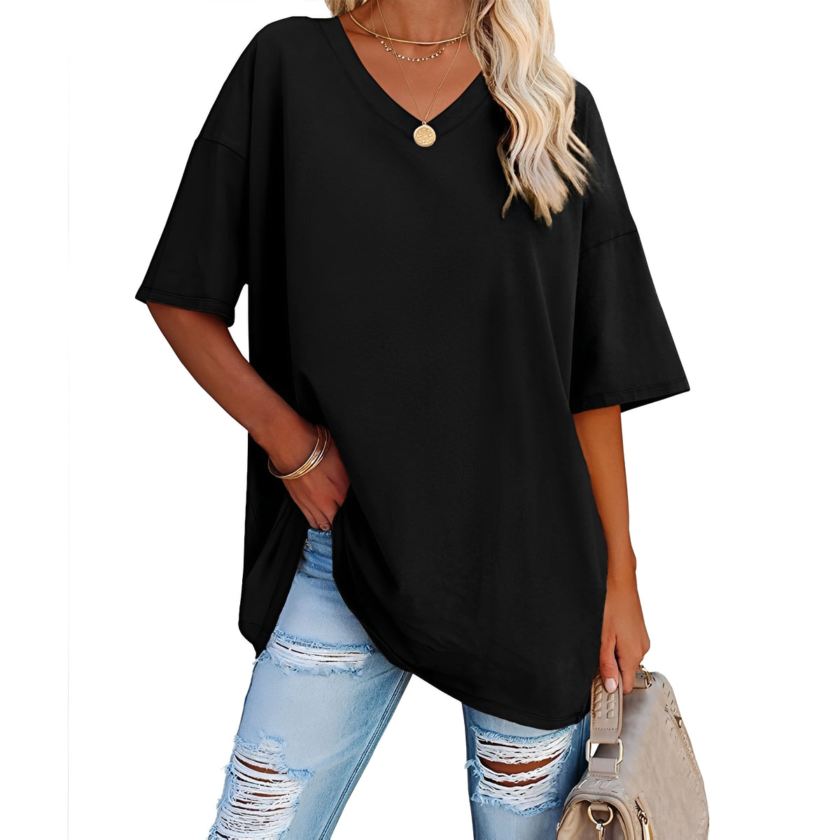 Caroline - Lässiges, locker geschnittenes Shirt mit V-Ausschnitt für Damen