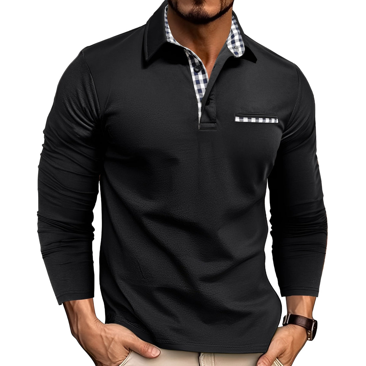 Jerome - Angenehmes Langarm-Poloshirt