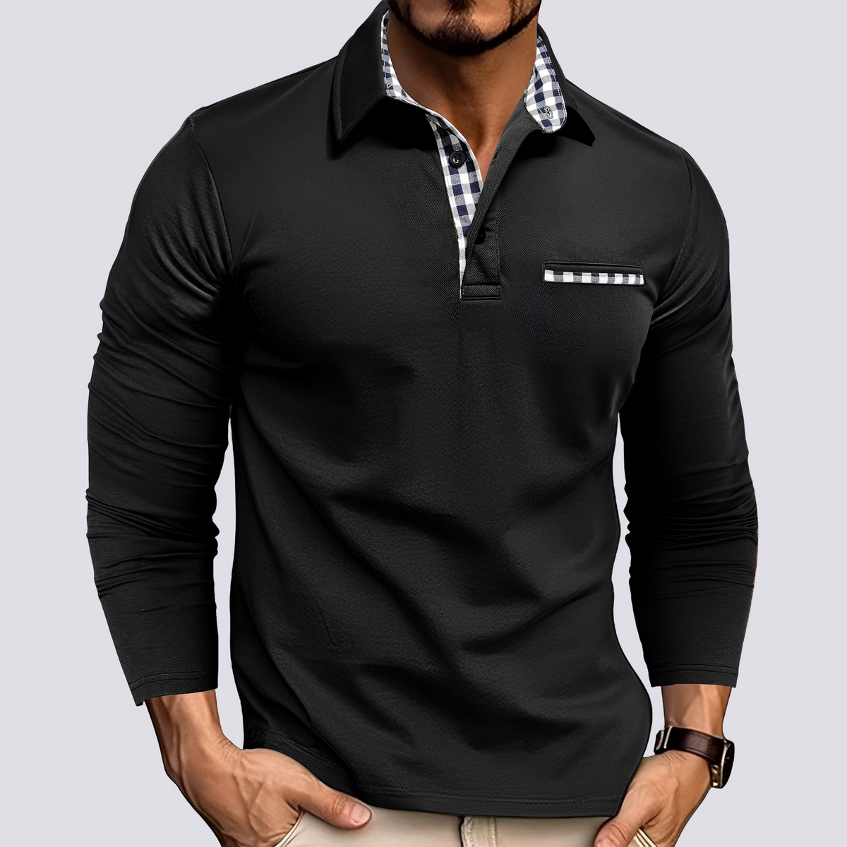 Mark – Herren-Poloshirt – Langarm-Freizeithemden