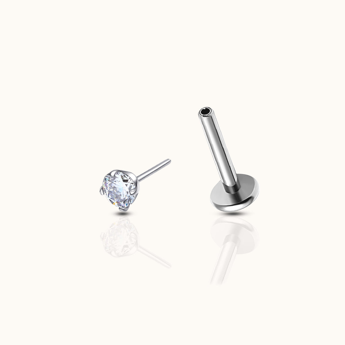Flache Ohrringe ohne Schraube, 2 mm