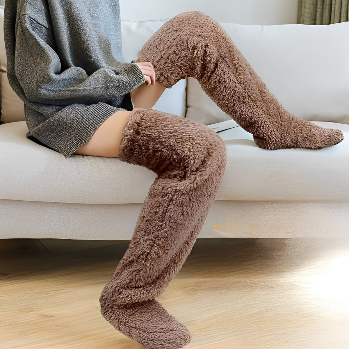 Camellia - Warme Damensocken über das Knie für den Winter
