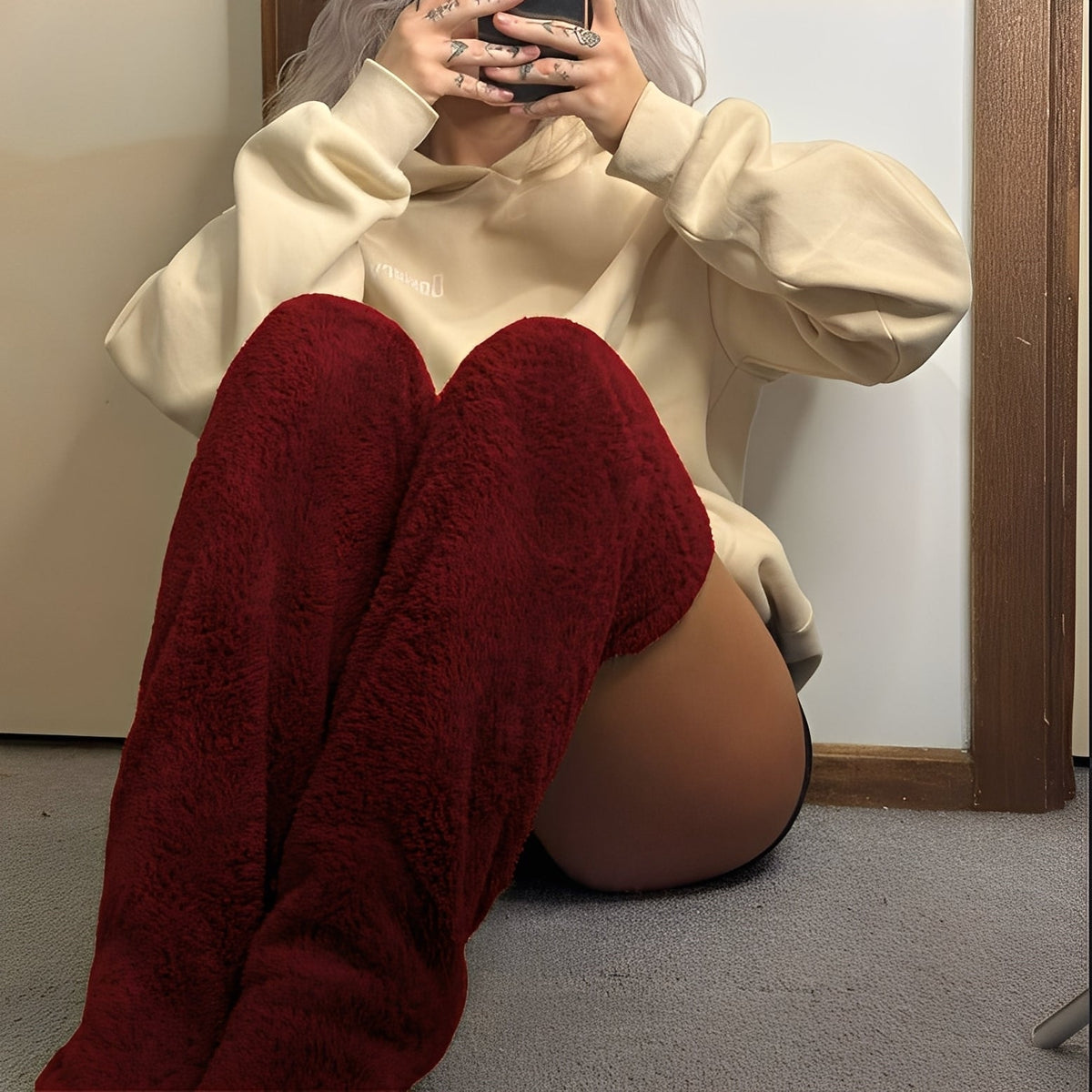 Camellia - Warme Damensocken über das Knie für den Winter