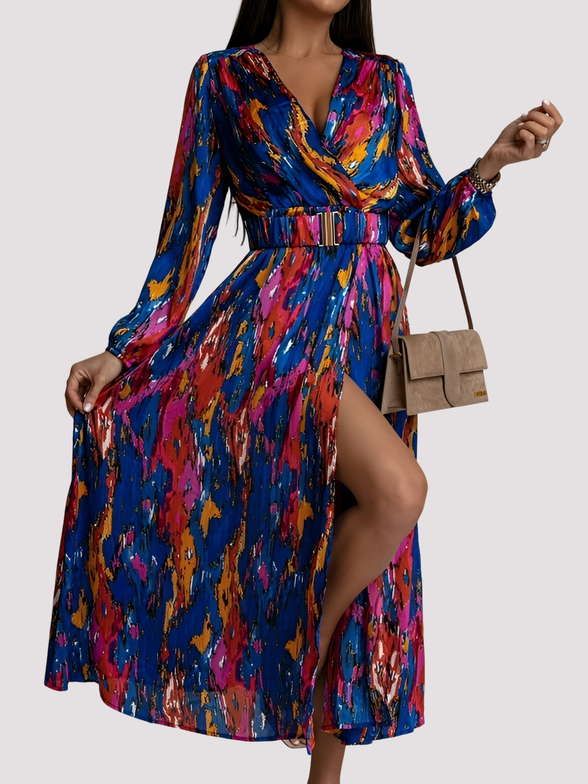 Alina - Stilvolles Bohemian-Kleid mit hohem Schlitz für Damen