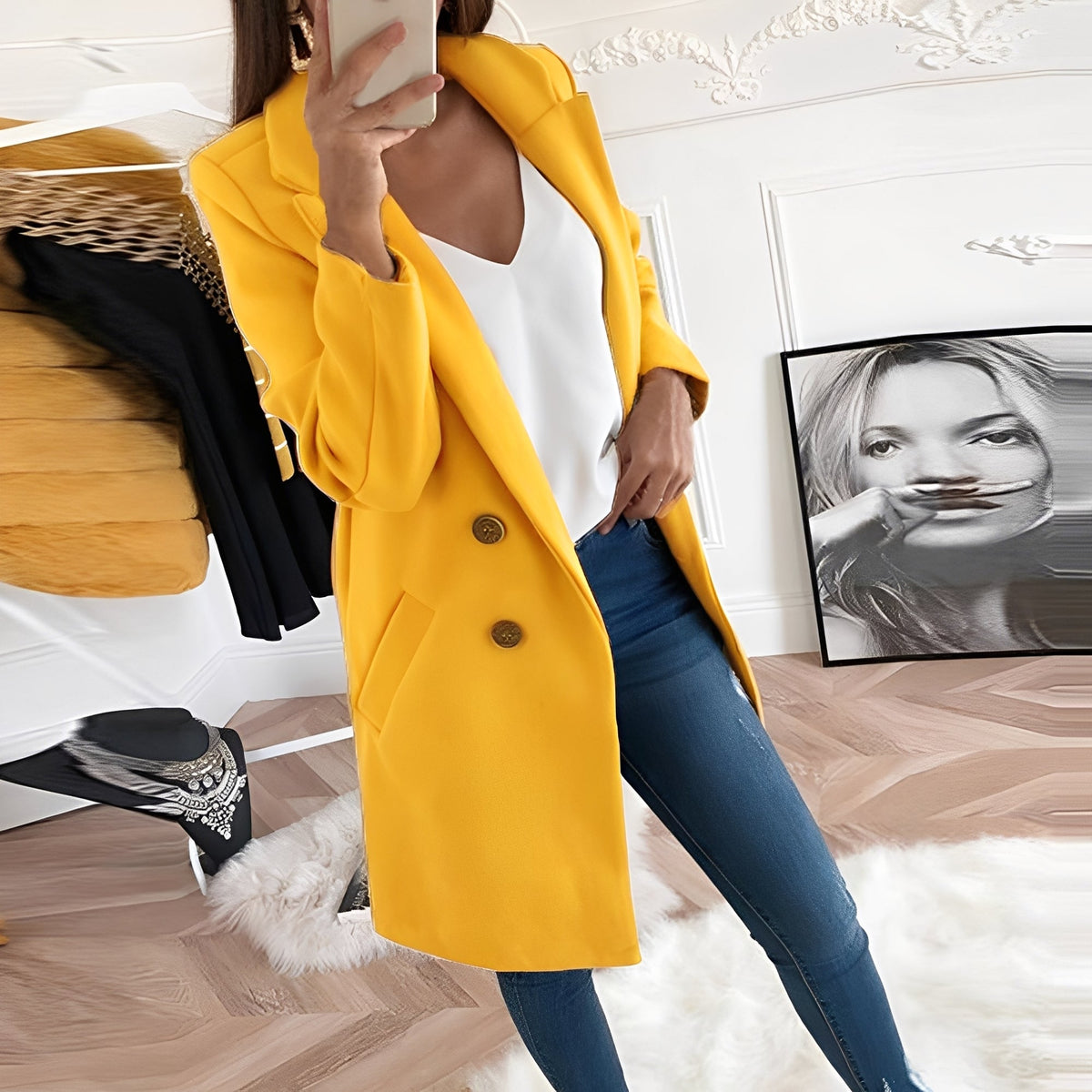Chantal - Eleganter langer Wintermantel Damen