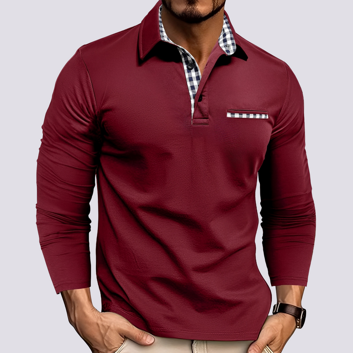 Mark – Herren-Poloshirt – Langarm-Freizeithemden