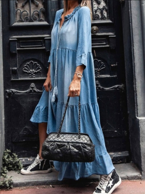 Isabelle - Lässiges, gewaschenes Maxikleid für Damen