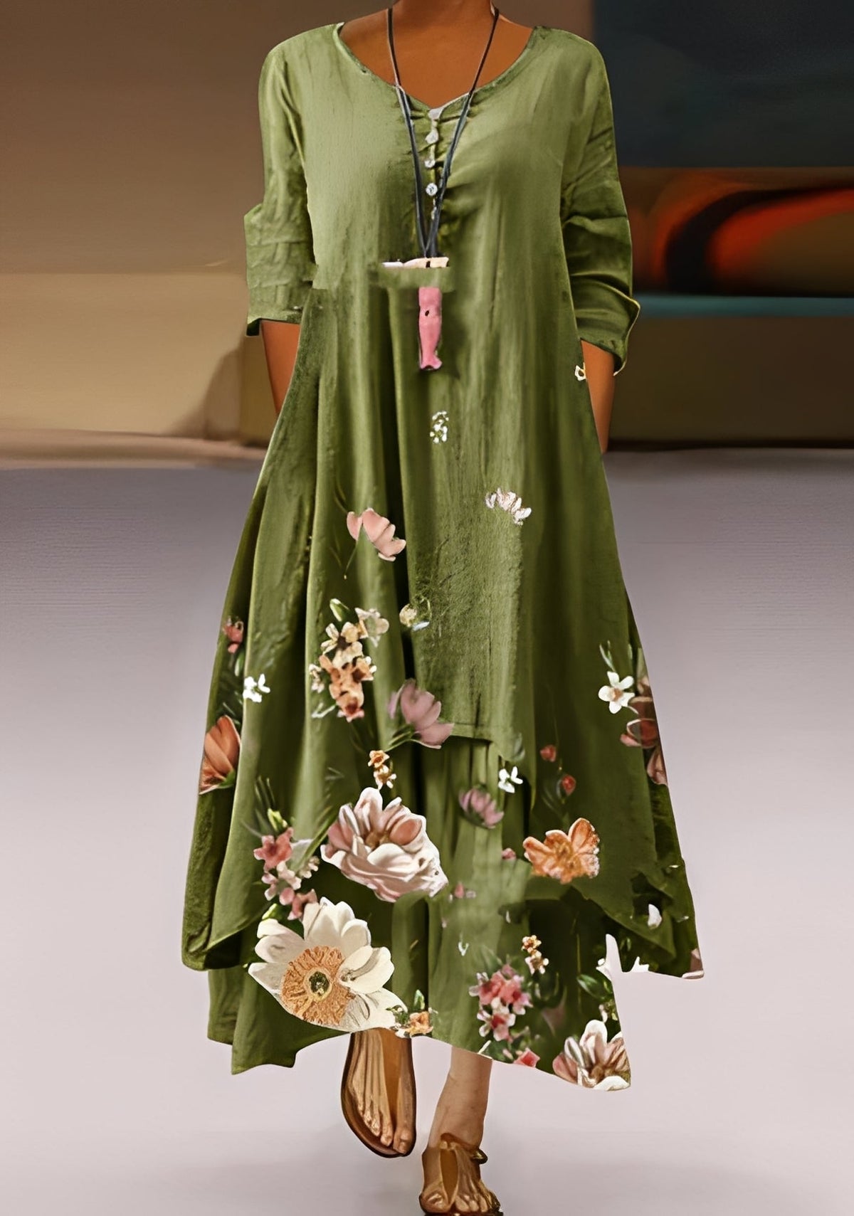 Belle - Elegantes, locker fallendes Damenkleid mit Print