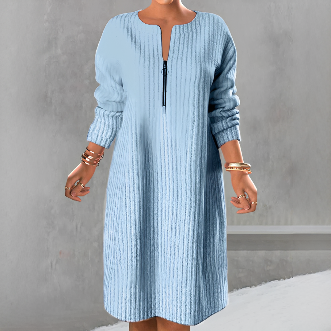 Marion - Elegantes Zip-Kleid mit langen Ärmeln