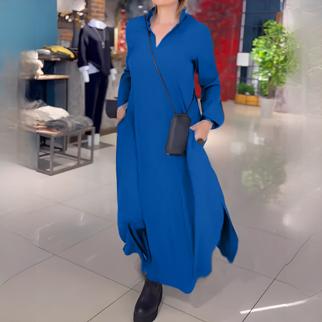Cassie - Langes, weites Kleid mit Ärmeln