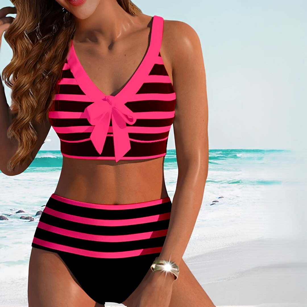 Nhielly - Elegantes gestreiftes Damen Bikini-Set