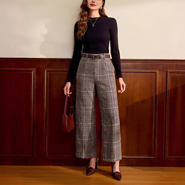 Christabel - Hochtaillierte Hose mit Karomuster