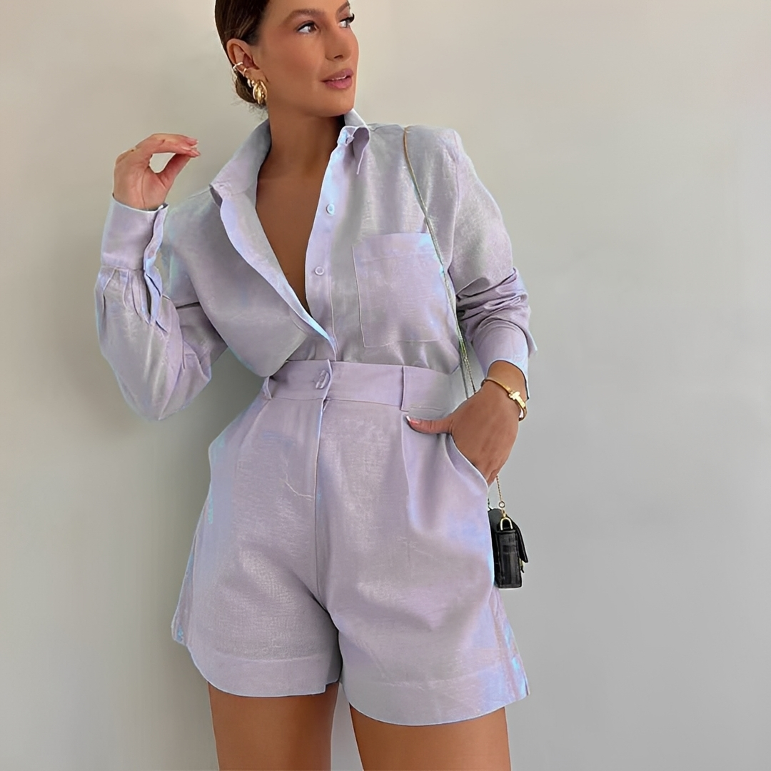 Yasin - Set mit langärmligem Top und lockeren Shorts