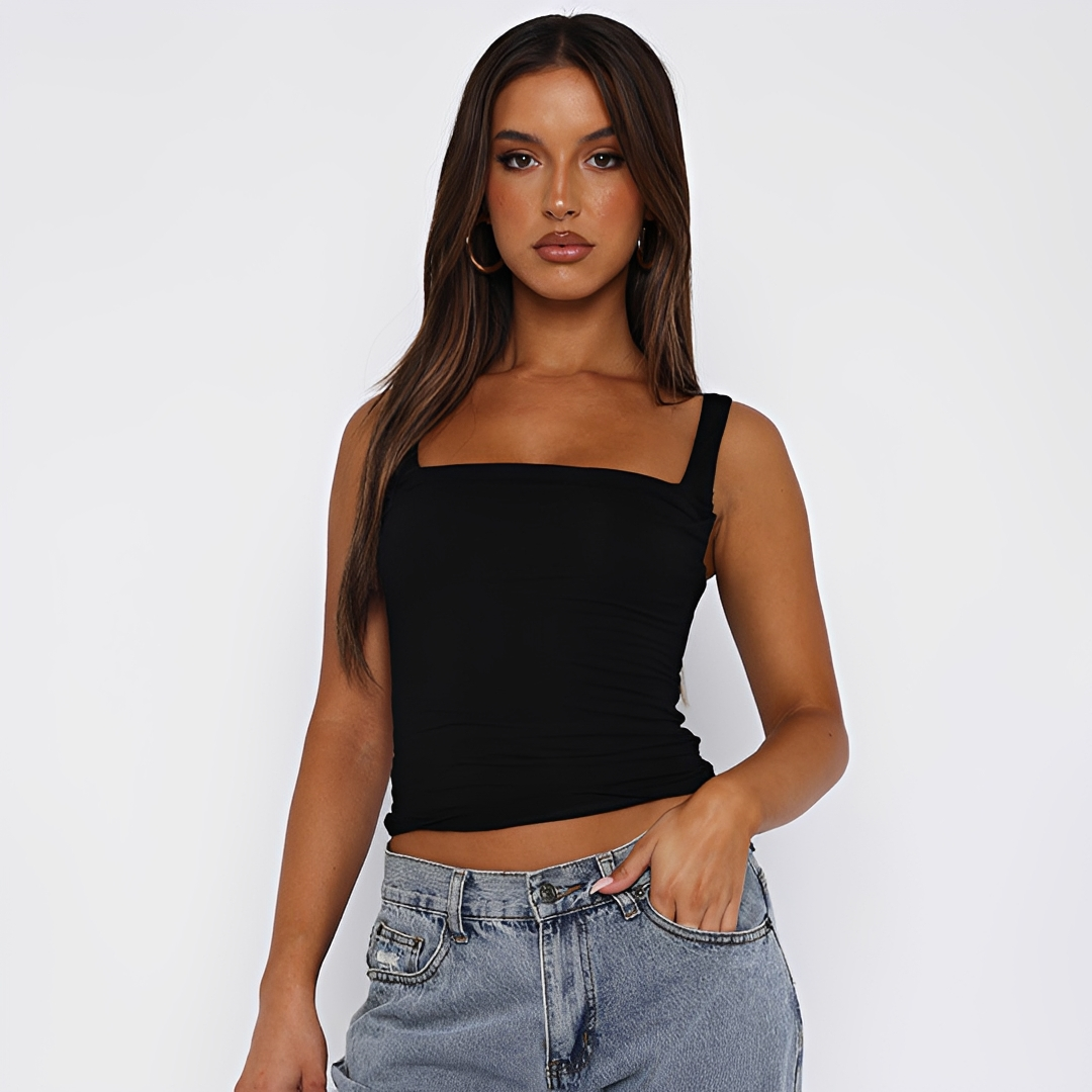 Genevieve - Schlichtes einfarbiges Cami-Top